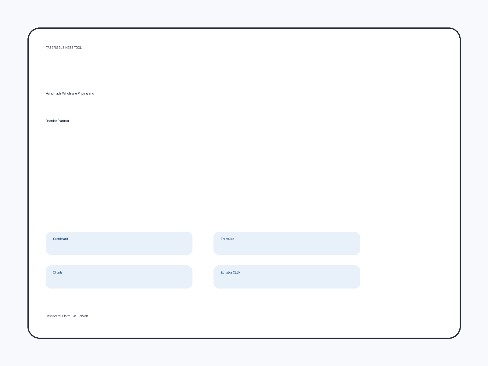 Handmade Wholesale Pricing and Reorder Planner
