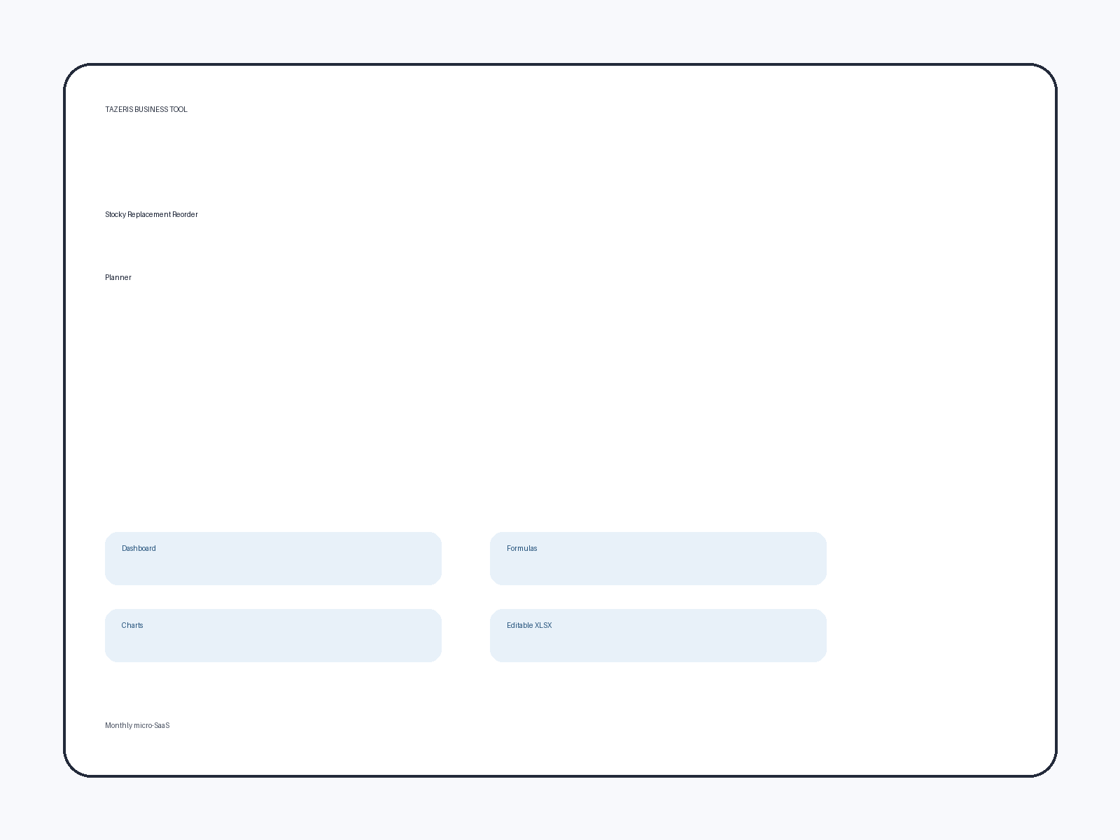 Stocky Replacement Reorder Planner